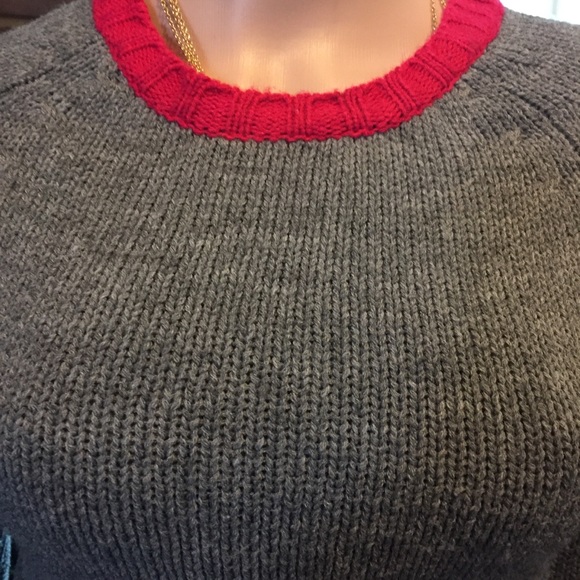 Warm Gray Sweater with Trim - Picture 3 of 5